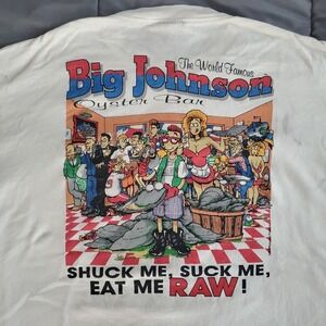 Big Johnson Oyster Bar Vintage Shirt 90s Size XL Single Stitch 90s Beach Humor